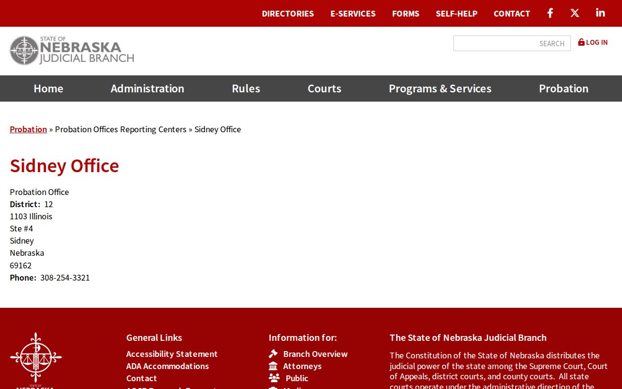 Probation office serving Sioux County criminal cases