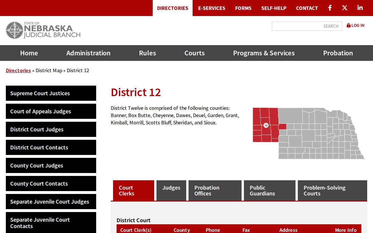 Judicial District 12 context for Sioux County criminal records