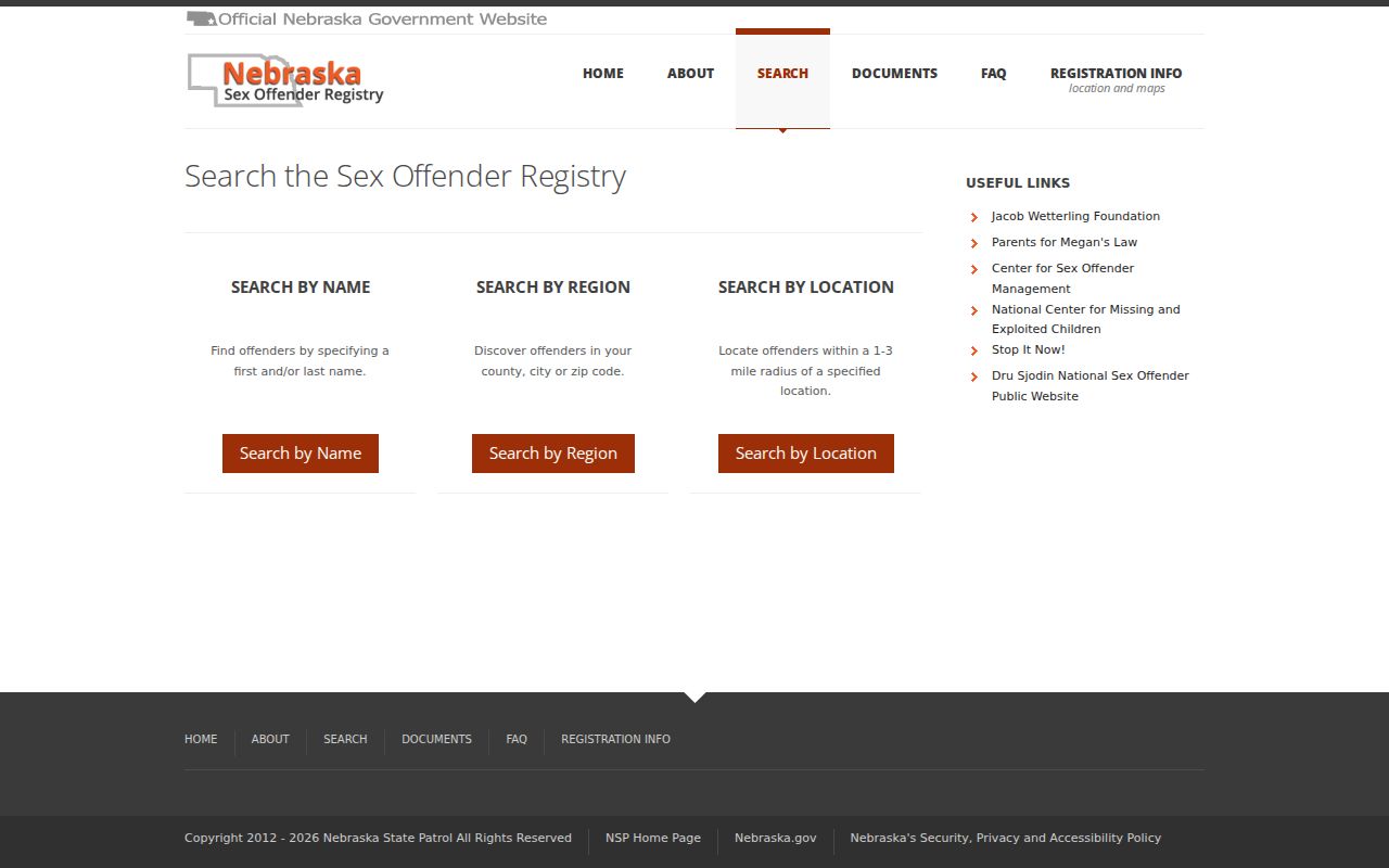 Sioux County sex offender lookup search modes and filters